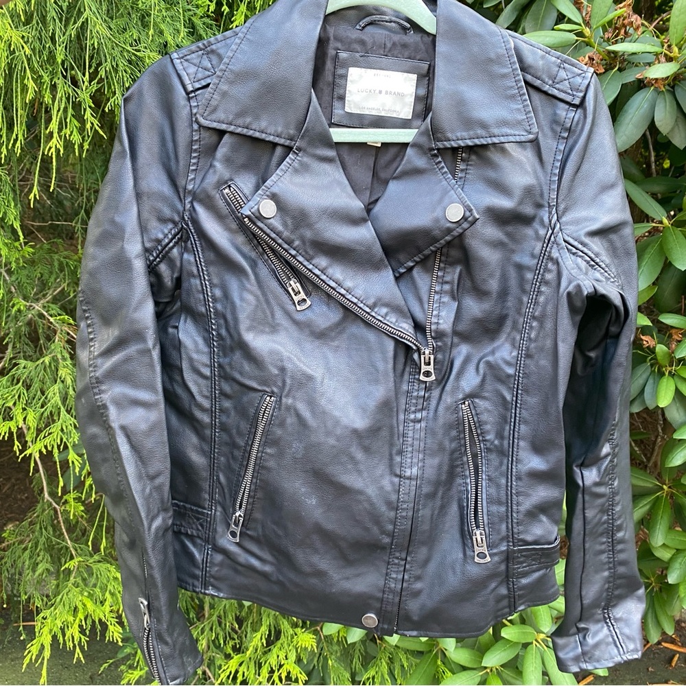 Lucky Brand Faux Leather Moto Jacket Size Small